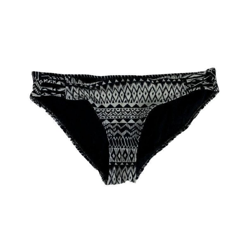 Apollo Large Black White Tribal Bikini Bottom Lined Boho Bohemian